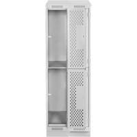 Clean Line Lockers, 2 -tier, Bank of 2, 24" x 12" x 82", Steel, Grey, Rivet (Assembled), Perforated Auto Electric Service Ltd.