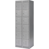 Lockers, 6 -tier, Bank of 2, 24" x 18" x 72", Steel, Grey, Knocked Down Auto Electric Service Ltd.