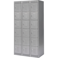 Lockers, 6 -tier, Bank of 3, 36" x 18" x 72", Steel, Grey, Knocked Down Auto Electric Service Ltd.