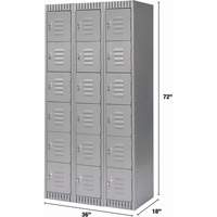 Lockers, 6 -tier, Bank of 3, 36" x 18" x 72", Steel, Grey, Knocked Down Auto Electric Service Ltd.