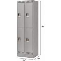 Lockers, 2 -tier, Bank of 2, 24" x 18" x 76", Steel, Grey, Knocked Down Auto Electric Service Ltd.