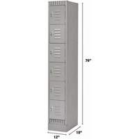 Lockers, 6 -tier, 12" x 18" x 76", Steel, Grey, Knocked Down Auto Electric Service Ltd.