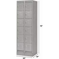 Lockers, 6 -tier, Bank of 2, 24" x 18" x 76", Steel, Grey, Knocked Down Auto Electric Service Ltd.