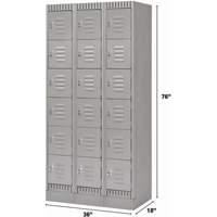 Lockers, 6 -tier, Bank of 3, 36" x 18" x 76", Steel, Grey, Knocked Down Auto Electric Service Ltd.