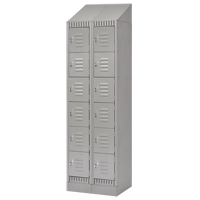 Lockers, 6 -tier, Bank of 2, 24" x 18" x 86", Steel, Grey, Knocked Down Auto Electric Service Ltd.
