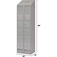 Lockers, 6 -tier, Bank of 2, 24" x 18" x 86", Steel, Grey, Knocked Down Auto Electric Service Ltd.
