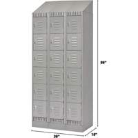 Lockers, 6 -tier, Bank of 3, 36" x 18" x 86", Steel, Grey, Knocked Down Auto Electric Service Ltd.