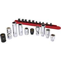 Chrome Finish Socket Set with Rail, 10 Pieces, 1/4"/3/8" Drive Size Auto Electric Service Ltd.