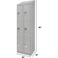 Lockers, 3 -tier, Bank of 2, 24" x 18" x 82", Steel, Grey, Knocked Down Auto Electric Service Ltd.