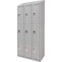 Lockers, 3 -tier, Bank of 3, 36" x 18" x 82", Steel, Grey, Knocked Down Auto Electric Service Ltd.
