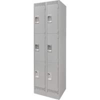 Lockers, 3 -tier, Bank of 2, 24" x 18" x 76", Steel, Grey, Knocked Down Auto Electric Service Ltd.