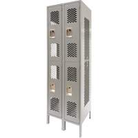 Vented Lockers, 2 -tier, Bank of 2, 24" x 18" x 78", Steel, Grey, Knocked Down, Perforated Auto Electric Service Ltd.