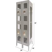 Vented Lockers, 2 -tier, Bank of 2, 24" x 18" x 78", Steel, Grey, Knocked Down, Perforated Auto Electric Service Ltd.