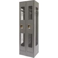 Vented Lockers, Bank of 2, 24" x 18" x 78", Steel, Grey, Knocked Down, Perforated Auto Electric Service Ltd.
