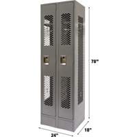 Vented Lockers, Bank of 2, 24" x 18" x 78", Steel, Grey, Knocked Down, Perforated Auto Electric Service Ltd.