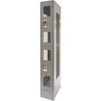 Vented Lockers, 2 -tier, 12" x 18" x 78", Steel, Grey, Knocked Down, Perforated Auto Electric Service Ltd.