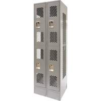 Vented Lockers, 2 -tier, Bank of 2, 24" x 18" x 78", Steel, Grey, Knocked Down, Perforated Auto Electric Service Ltd.
