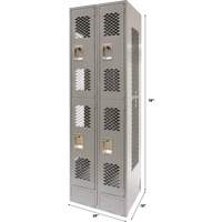 Vented Lockers, 2 -tier, Bank of 2, 24" x 18" x 78", Steel, Grey, Knocked Down, Perforated Auto Electric Service Ltd.