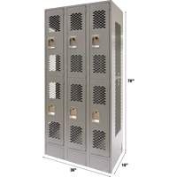 Vented Lockers, 2 -tier, Bank of 3, 36" x 18" x 78", Steel, Grey, Knocked Down, Perforated Auto Electric Service Ltd.