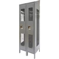 Vented Lockers, Bank of 2, 24" x 18" x 88", Steel, Grey, Knocked Down, Perforated Auto Electric Service Ltd.