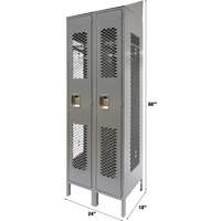 Vented Lockers, Bank of 2, 24" x 18" x 88", Steel, Grey, Knocked Down, Perforated Auto Electric Service Ltd.