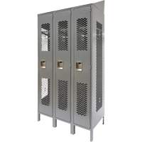 Vented Lockers, Bank of 3, 36" x 18" x 88", Steel, Grey, Knocked Down, Perforated Auto Electric Service Ltd.
