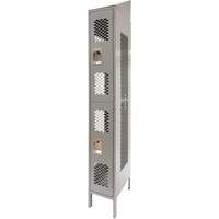 Vented Lockers, 2 -tier, 12" x 18" x 88", Steel, Grey, Knocked Down, Perforated Auto Electric Service Ltd.