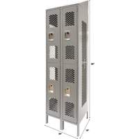 Vented Lockers, 2 -tier, Bank of 2, 24" x 18" x 88", Steel, Grey, Knocked Down, Perforated Auto Electric Service Ltd.