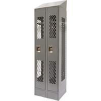 Vented Lockers, Bank of 2, 24" x 18" x 88", Steel, Grey, Knocked Down, Perforated Auto Electric Service Ltd.