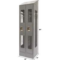Vented Lockers, Bank of 2, 24" x 18" x 88", Steel, Grey, Knocked Down, Perforated Auto Electric Service Ltd.