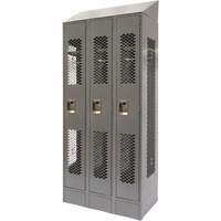 Vented Lockers, Bank of 3, 36" x 18" x 88", Steel, Grey, Knocked Down, Perforated Auto Electric Service Ltd.