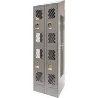Vented Lockers, 2 -tier, Bank of 2, 24" x 18" x 88", Steel, Grey, Knocked Down, Perforated Auto Electric Service Ltd.