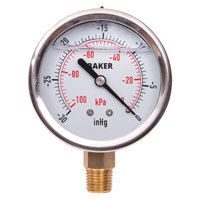 Manom&egrave;tres,  2-1/2", 30" Hg-0" Vac, Fixation inf&eacute;rieure, Analogique rempli de liquide Auto Electric Service Ltd.