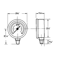Manom&egrave;tres,  2-1/2", 30" Hg-0" Vac, Fixation inf&eacute;rieure, Analogique rempli de liquide Auto Electric Service Ltd.