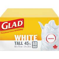 Tall 45L Unscented Garbage Bags, Regular, 24" W x 28" L, White Auto Electric Service Ltd.