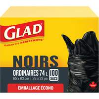 74L Garbage Bags, Regular, 26" W x 33" L, Black Auto Electric Service Ltd.