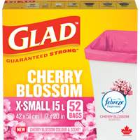 Glad&reg; Cherry Blossom Coloured & Scented Bags, Strong, 17" W x 20" L, Pink, 15 L (3.96 Gal.) Capacity Auto Electric Service Ltd.