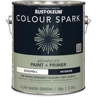 Peinture int&eacute;rieure pr&eacute;teint&eacute;e + appr&ecirc;t mural Colour Spark, Vert masque en argile, Satin&eacute;, 3,78 L, Gallon Auto Electric Service Ltd.