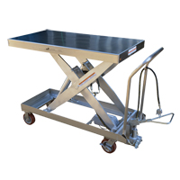 Pneumatic Hydraulic Scissor Lift Table, Stainless Steel, 47-1/2" L x 24" W, 2000 lbs. Cap. Auto Electric Service Ltd.