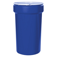 Baril emboîtable en poly&eacute;thyl&egrave;ne, 55 gal. US (45 gal. imp.), Dessus ouvert, Bleu Auto Electric Service Ltd.
