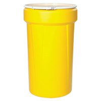 Baril emboîtable en poly&eacute;thyl&egrave;ne, 55 gal. US (45 gal. imp.), Dessus ouvert, Jaune Auto Electric Service Ltd.