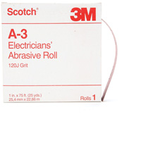 Rouleau abrasif pour &eacute;lectricien A-3 Scotch, Oxyde d'aluminium, 1" la x 75' lo, Grain 120 Auto Electric Service Ltd.