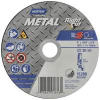 Meule &agrave; tronçonner m&eacute;tallique pour coupe &agrave; angle droit RightCut, 4-1/2" x 0,04", Arbre de 7/8", Type 01/41, Oxyde d'aluminium, 13580 Tr/min Auto Electric Service Ltd.