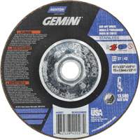Meule &agrave; tronçonner pour coupe &agrave; angle droit INOX/SS Gemini, 4-1/2" x 3/32", Arbre de 5/8"-11, Type 27/42, Oxyde d'aluminium, 13580 Tr/min Auto Electric Service Ltd.
