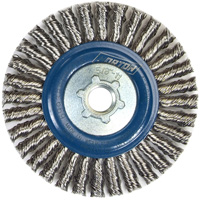 Brosse &agrave; fils nou&eacute;s pour cordons de soudure pour meuleuse angulaire, Dia. 4", Fils 0,02", Arbre 5/8"-11, Acier inoxydable Auto Electric Service Ltd.