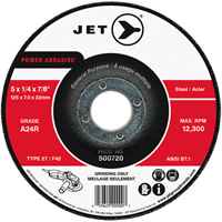 Meule POWER ABRASIVE, 5" x 1/4", Arbre 7/8", Type 27 Auto Electric Service Ltd.