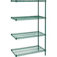 &eacute;tag&egrave;res robustes en treillis m&eacute;tallique au fini &eacute;poxy vert, Ensemble de Ajout, 4 Tablettes, 36" la x 63" h x 18" p Auto Electric Service Ltd.