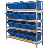 Wide Span Shelving with Jumbo Plastic Bins, Steel, Boltless, 800 lbs. Capacity, 66" W x 72" H x 18" D Auto Electric Service Ltd.