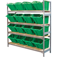 Wide Span Shelving with Jumbo Plastic Bins, Steel, Boltless, 800 lbs. Capacity, 66" W x 72" H x 18" D Auto Electric Service Ltd.