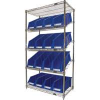 &eacute;tag&egrave;re en treillis m&eacute;tallique &agrave; tablettes inclin&eacute;es avec bacs, Tiers 5, 36" la x 63" h x 18" p Auto Electric Service Ltd.